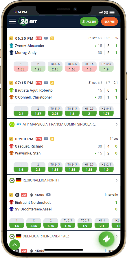 20bet app Italia screenshot 2